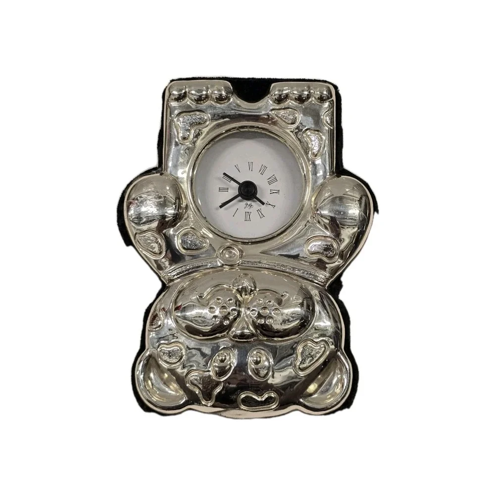 Vintage Sterling Silver Bear Clock Roberto‎ Miniati Italy